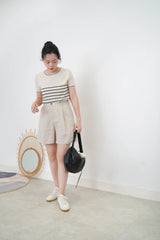 Beige stripe thin knit top