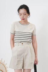 Beige stripe thin knit top