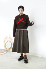 Brown ribbon crop sweater