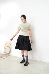 Avocado green tee top with paint