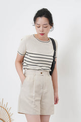 Beige linen shorts