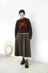 Brown ribbon crop sweater