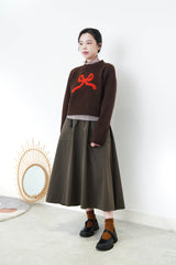Brown ribbon crop sweater