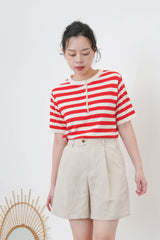 Red Stripes top w/ waved fringe