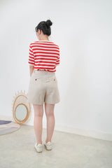 Red Stripes top w/ waved fringe