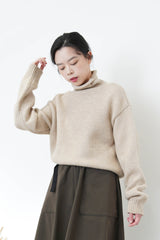 Oatmeal stand collar sweater