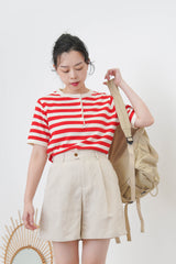 Red Stripes top w/ waved fringe