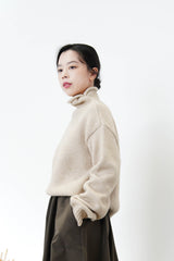Oatmeal stand collar sweater