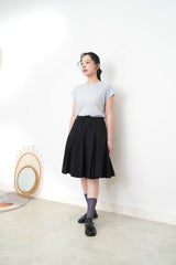 Black A line peplum skirt w/ embroidery