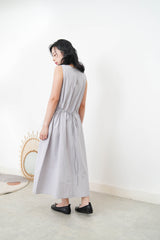 Grey one piece w/ waist zip tie