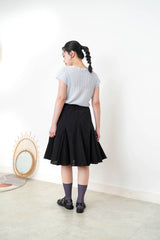 Black A line peplum skirt w/ embroidery