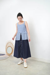 Blue layering split hem vest