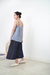 Blue layering split hem vest