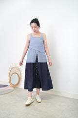 Blue layering split hem vest