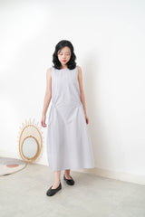 Grey one piece w/ waist zip tie