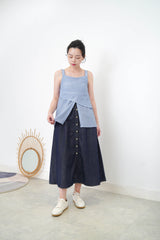 Blue layering split hem vest