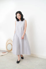 Grey one piece w/ waist zip tie