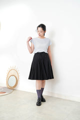 Black A line peplum skirt w/ embroidery