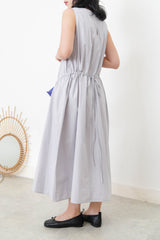 Grey one piece w/ waist zip tie