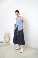 Blue layering split hem vest