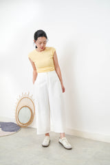 Pastel yellow minimal vest with crop sleeves