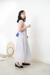 Grey one piece w/ waist zip tie