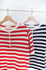 Red Stripes top w/ waved fringe