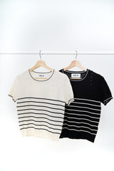 Beige stripe thin knit top