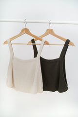 Khaki knit vest in side button