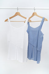 Blue layering split hem vest