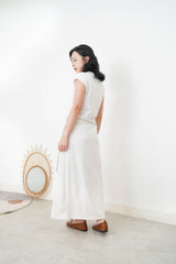 Cream sporty dress w/ tie knot waist