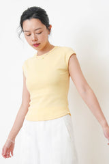 Pastel yellow minimal vest with crop sleeves
