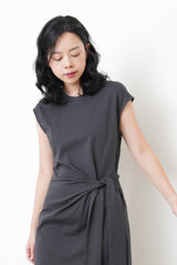 Charcoal sporty dress w/ tie knot waist