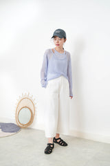 Blue crochet net blouse w/ inner set