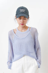 Blue crochet net blouse w/ inner set
