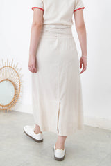 Beige high waist skirt w/ overlapping cut