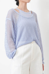 Blue crochet net blouse w/ inner set