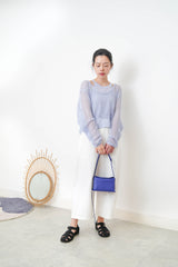 Blue crochet net blouse w/ inner set