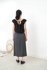 Charcoal skirt in wrap style