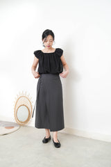 Charcoal skirt in wrap style