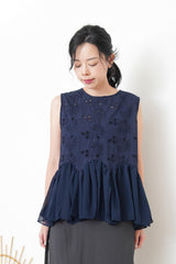 Cutout embroidery in chiffon hem