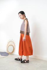 Brown vest in mesh contrast layer vest