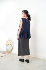 Cutout embroidery in chiffon hem