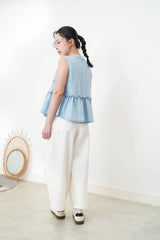 Light blue denim ruffle vest w/ buttons