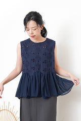 Cutout embroidery in chiffon hem