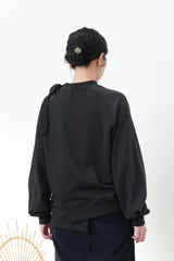 Black assy. Hem pullover w/ ribbon detail
