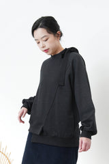 Black assy. Hem pullover w/ ribbon detail