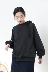 Black assy. Hem pullover w/ ribbon detail