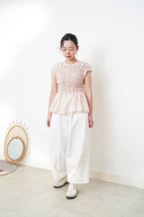 Pink detail pleats blouse