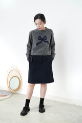 Grey ribbon crop sweater